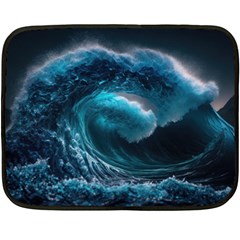 Tsunami Waves Ocean Sea Water Rough Seas 4 Fleece Blanket (mini)