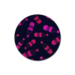 Wine Wine Bottles Background Graphic Rubber Round Coaster (4 Pack)