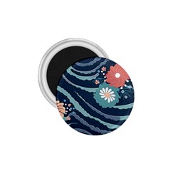 Waves Flowers Pattern Water Floral Minimalist 1 75  Magnets