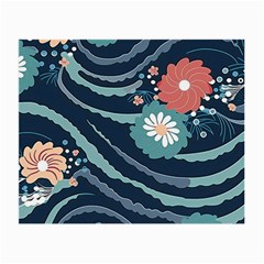 Waves Flowers Pattern Water Floral Minimalist Small Glasses Cloth (2 Sides)