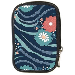 Waves Flowers Pattern Water Floral Minimalist Compact Camera Leather Case