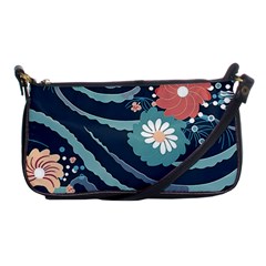 Waves Flowers Pattern Water Floral Minimalist Shoulder Clutch Bag