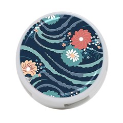 Waves Flowers Pattern Water Floral Minimalist 4-port Usb Hub (two Sides)