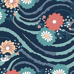 Waves Flowers Pattern Water Floral Minimalist Play Mat (square)