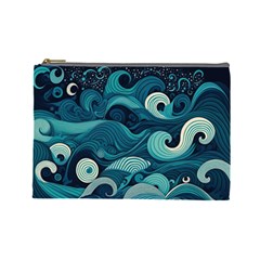 Waves Ocean Sea Abstract Whimsical Abstract Art Cosmetic Bag (large)