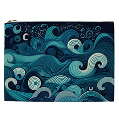 Waves Ocean Sea Abstract Whimsical Abstract Art Cosmetic Bag (xxl) by Ravend
