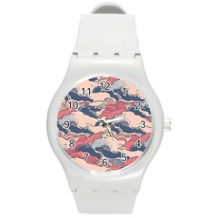 Waves Ocean Sea Water Pattern Rough Seas Round Plastic Sport Watch (m)