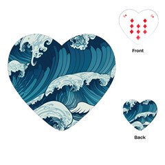 Waves Ocean Sea Pattern Water Tsunami Rough Seas Playing Cards Single Design (heart)