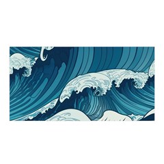 Waves Ocean Sea Pattern Water Tsunami Rough Seas Satin Wrap 35  X 70 