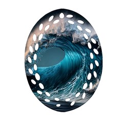 Tsunami Waves Ocean Sea Water Rough Seas Oval Filigree Ornament (two Sides)