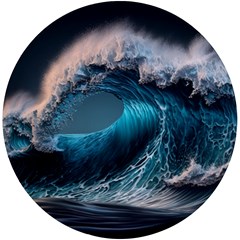 Tsunami Waves Ocean Sea Water Rough Seas Uv Print Round Tile Coaster