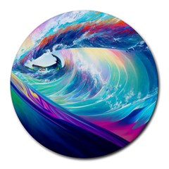 Waves Ocean Sea Tsunami Nautical Nature Water Round Mousepad