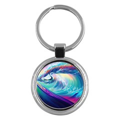 Waves Ocean Sea Tsunami Nautical Nature Water Key Chain (round) by Ravend