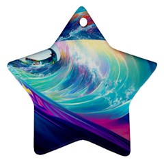 Waves Ocean Sea Tsunami Nautical Nature Water Star Ornament (two Sides)