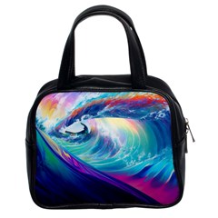 Waves Ocean Sea Tsunami Nautical Nature Water Classic Handbag (two Sides)