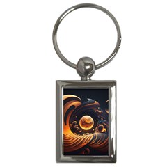 Ai Generated Swirl Space Design Fractal Light Abstract Key Chain (rectangle) by Ravend