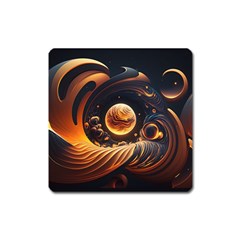 Ai Generated Swirl Space Design Fractal Light Abstract Square Magnet