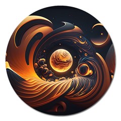 Ai Generated Swirl Space Design Fractal Light Abstract Magnet 5  (round)