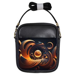 Ai Generated Swirl Space Design Fractal Light Abstract Girls Sling Bag