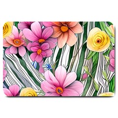Beautiful Big Blooming Flowers Watercolor Large Doormat by GardenOfOphir