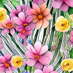 Beautiful Big Blooming Flowers Watercolor Play Mat (square)