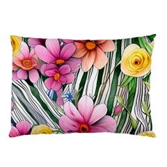 Beautiful Big Blooming Flowers Watercolor Pillow Case (two Sides) by GardenOfOphir