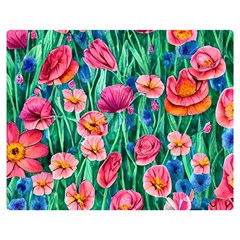 Blossom-filled Watercolor Flowers Premium Plush Fleece Blanket (medium)