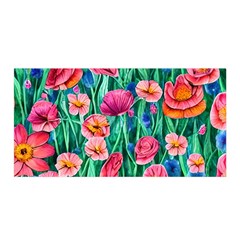 Blossom-filled Watercolor Flowers Satin Wrap 35  X 70  by GardenOfOphir