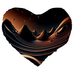 Ai Generated Swirl Space Design Fractal Light Art Large 19  Premium Heart Shape Cushions by Ravend