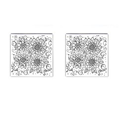 Flowers Template Line Art Pattern Coloring Page Cufflinks (square) by Ravend