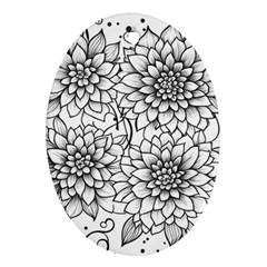 Flowers Template Line Art Pattern Coloring Page Oval Ornament (two Sides) by Ravend