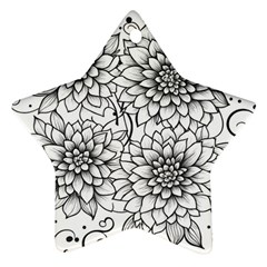 Flowers Template Line Art Pattern Coloring Page Star Ornament (two Sides) by Ravend