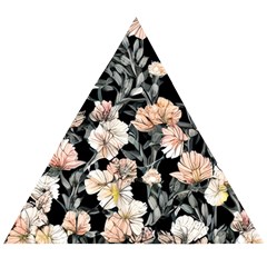 Vibrant And Alive Watercolor Flowers Wooden Puzzle Triangle