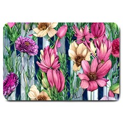 Big And Bright Watercolor Flowers Large Doormat by GardenOfOphir