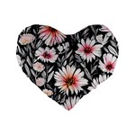 Bountiful Blossoms Standard 16  Premium Flano Heart Shape Cushions Front