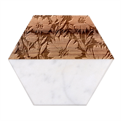 Bountiful Blossoms Marble Wood Coaster (hexagon)  by GardenOfOphir