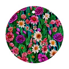 Creative Crimson Crisp Watercolor Flowers Ornament (Round)