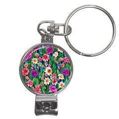 Creative Crimson Crisp Watercolor Flowers Nail Clippers Key Chain