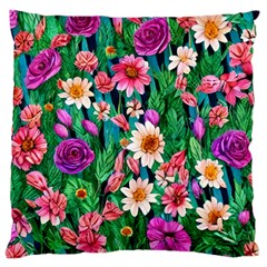 Creative Crimson Crisp Watercolor Flowers Standard Premium Plush Fleece Cushion Case (two Sides) by GardenOfOphir