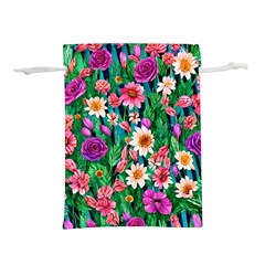 Creative Crimson Crisp Watercolor Flowers Lightweight Drawstring Pouch (S)