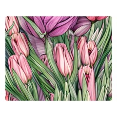Chic Choice Classic Watercolor Flowers One Side Premium Plush Fleece Blanket (large) by GardenOfOphir