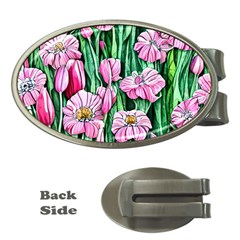 Blushing Bold Botanical Watercolor Flowers Money Clips (oval)  by GardenOfOphir