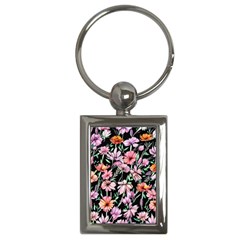 Clustered Watercolor Flowers Key Chain (rectangle) by GardenOfOphir