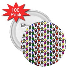 Stickman Kids Doodle Paper Children Group 2 25  Buttons (100 Pack) 