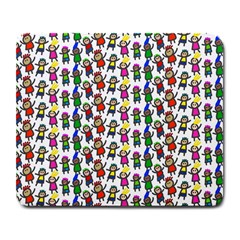 Stickman Kids Doodle Paper Children Group Large Mousepad