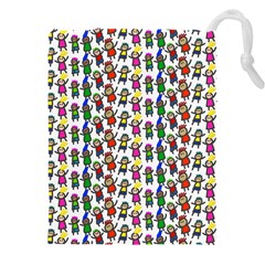 Stickman Kids Doodle Paper Children Group Drawstring Pouch (4xl)