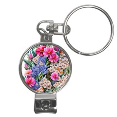 Bountiful Watercolor Flowers Nail Clippers Key Chain by GardenOfOphir