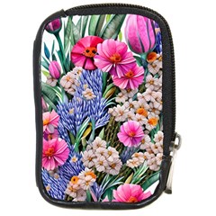 Bountiful Watercolor Flowers Compact Camera Leather Case by GardenOfOphir