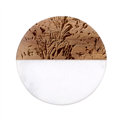 Bountiful Watercolor Flowers Classic Marble Wood Coaster (round)  by GardenOfOphir