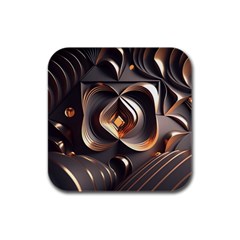 Ai Generated Swirls Space Design Fractal Light 3d Pattern Rubber Square Coaster (4 Pack)